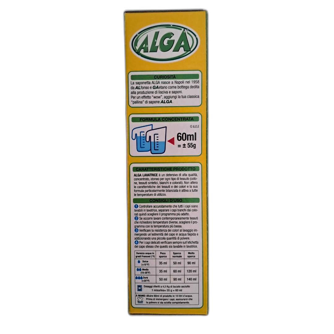 ALGA Bio Sapone in Polvere per Bucato, Detersivo Lavatrice e Lavaggio a Mano con Percarbonato, Formula Concentrata con Origine Vegetale 990g, 18 Lavaggi