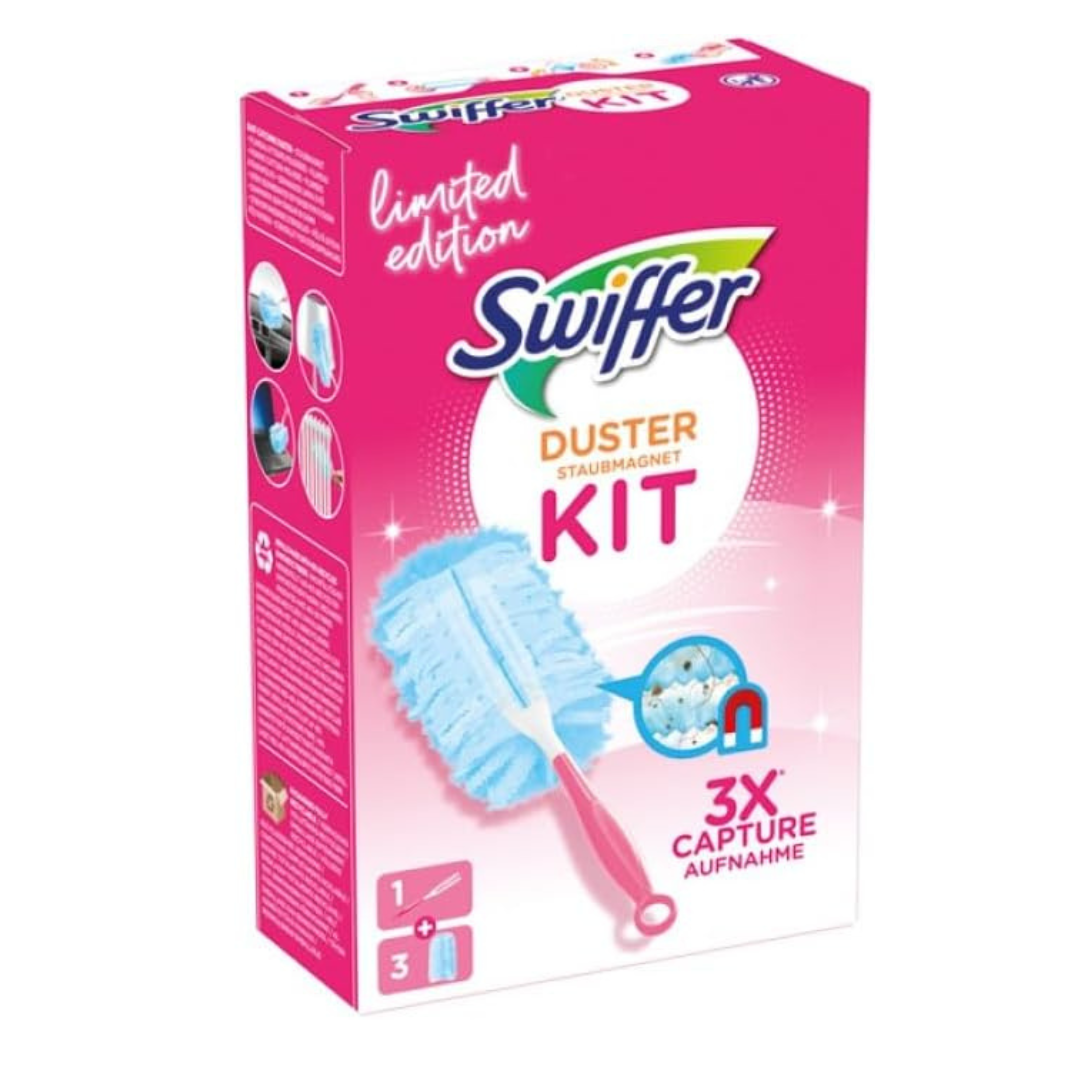 Swiffer Duster kit limnited edition rosa 1 manico + 3 ricambi