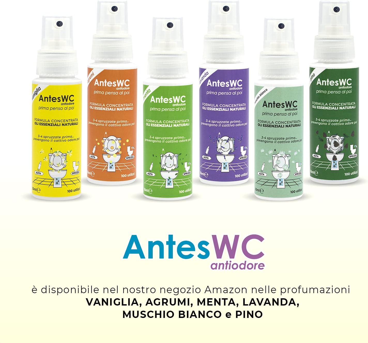 Deodorante Spray per WC a base di oli al muschio bianco Smapiù (1 flacone)