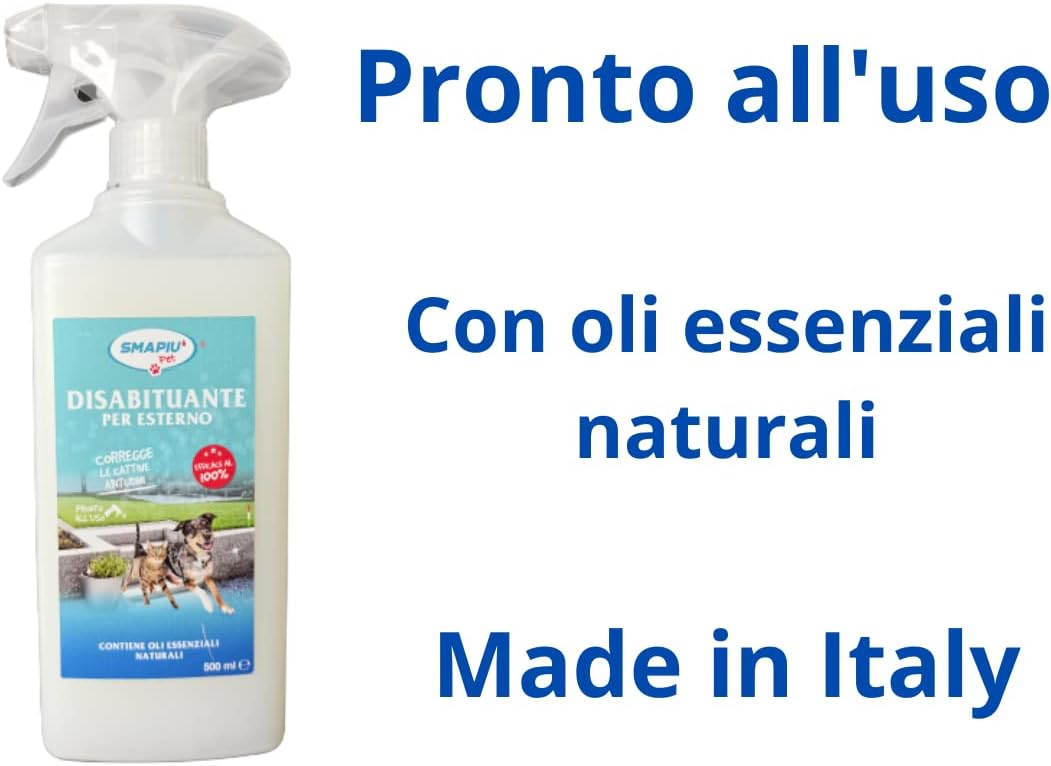 SMAPIU' Disabituante Spray per Cani e Gatti da Esterno Repellente dissuasore Naturale Anti pipì Pronto all'Uso 500 ml