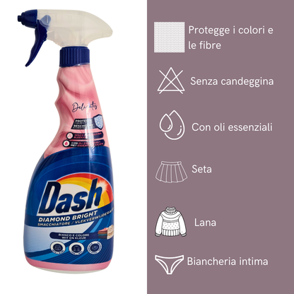 Dash Diamond Bright Spray Smacchiante Delicato con Oli Essenziali -Protegge Colori e Fibre -Per Seta, Lana e Intimo- Capi Bianchi e Colorati 750 ml