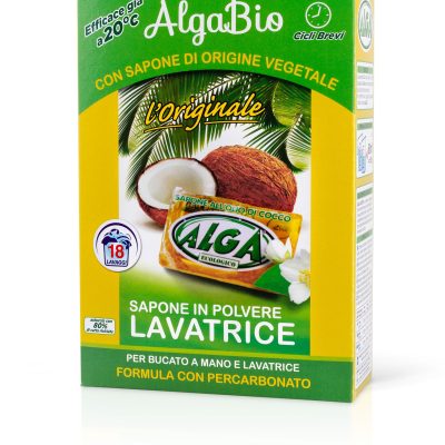ALGA Bio Sapone in Polvere per Bucato, Detersivo Lavatrice e Lavaggio a Mano con Percarbonato, Formula Concentrata con Origine Vegetale 990g, 18 Lavaggi