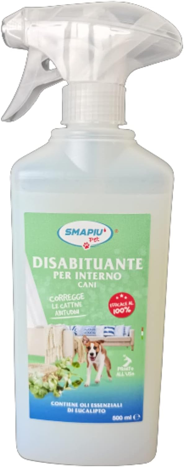 SMAPIU' Disabituante dissausore Repellente Spray per Cani da Interno Naturale con Oli di eucalipto Anti pipì 500 ml