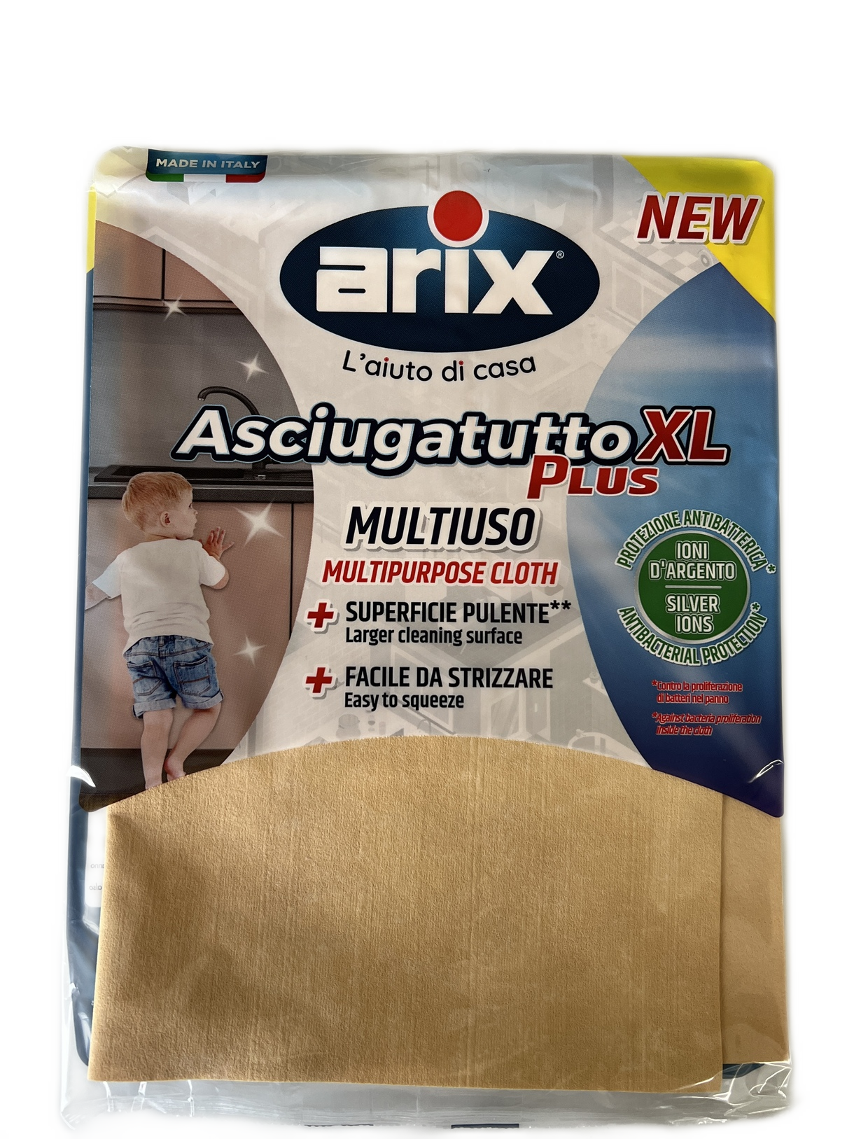 Arix Panno asciugatutto XL multiuso panno antibatterico super assorbente per tutte le superfici 40x45 cm