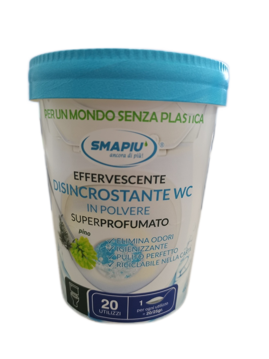 Disincrostante Detergente Wc Effervescente in polvere Super Profumato all'essenza di pino- confezione in carta da 400 gr