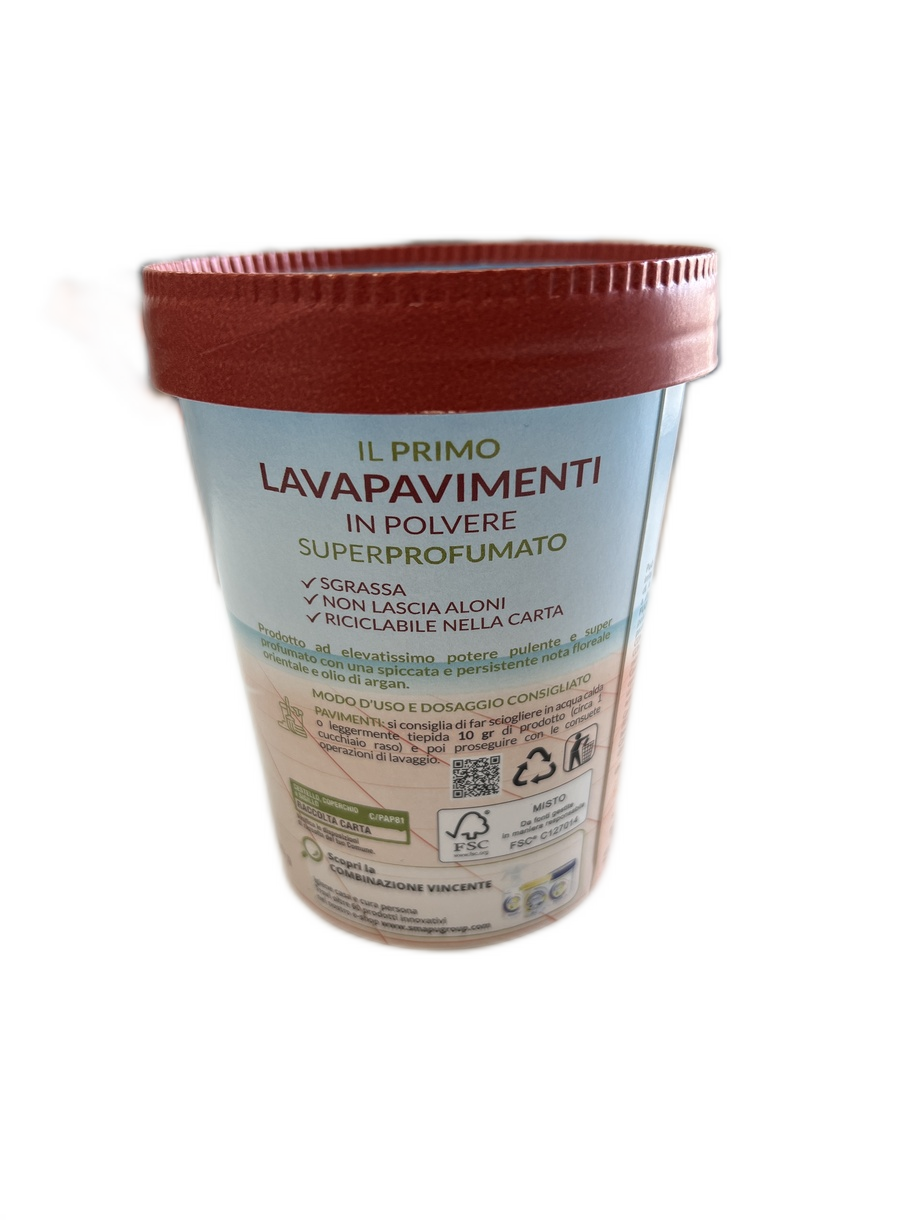 Detergente pavimenti in polvere superprofumato Argan- Barattolo 400 g