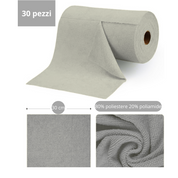 Rotolo panni in microfibra strappabile riutilizzabile lavabile senza pelucchi per pulizia auto casa e cucina 30 strofinacci 30x30 cm per rotolo (Grigio)